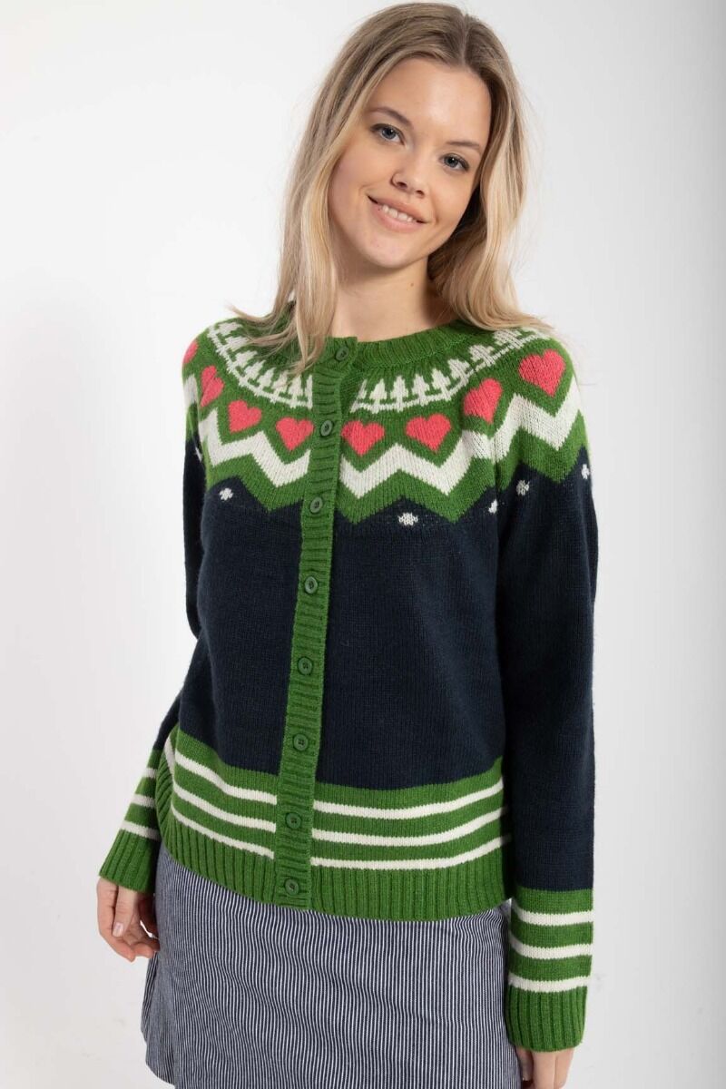 Danehareskov Cardigan Dk Navy/Fall Jungle/Chalk