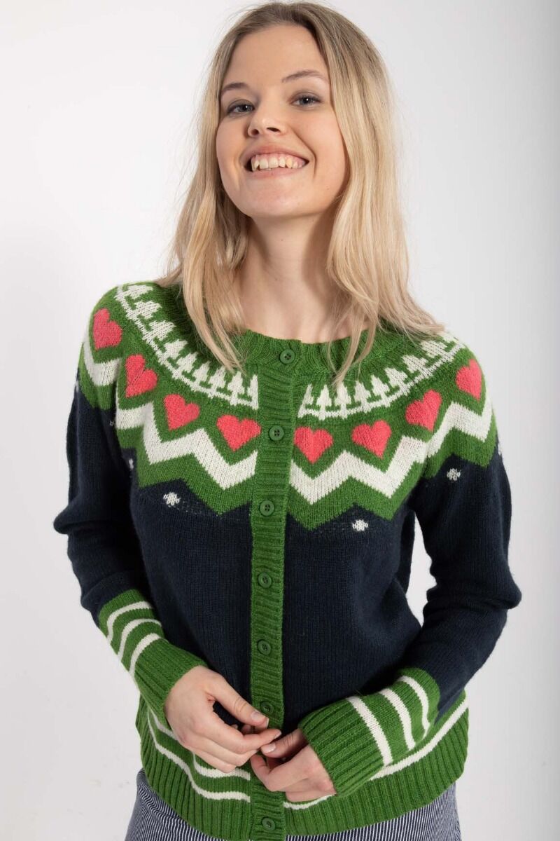 Danehareskov Cardigan Dk Navy/Fall Jungle/Chalk