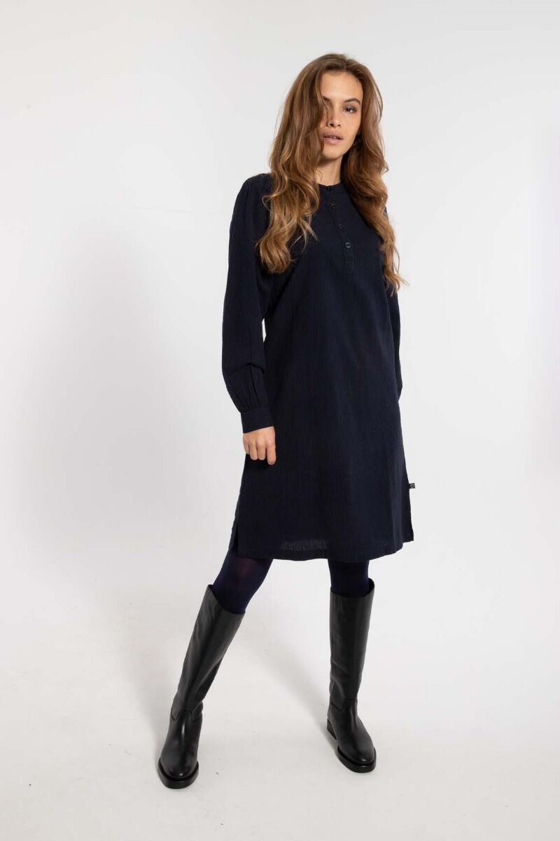 Danesocial Seersucker Dress Black/Marine