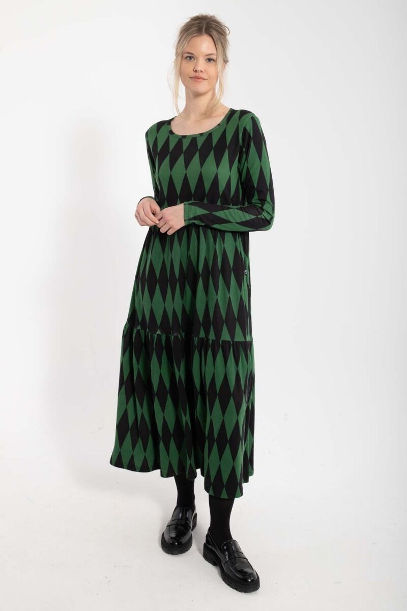 ORGANIC - Danemarkise Dress LS Black/Warm Khaki DIAMONDS