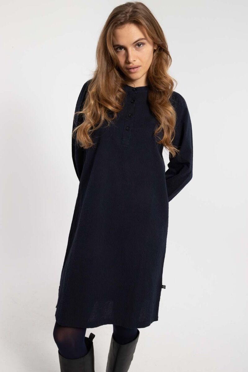 Danesocial Seersucker Dress Black/Marine