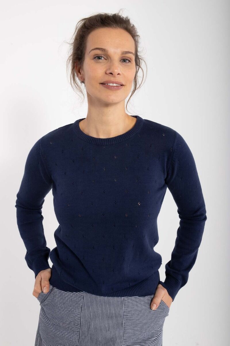 Danepearly Hole Knit Sweater Dk Navy