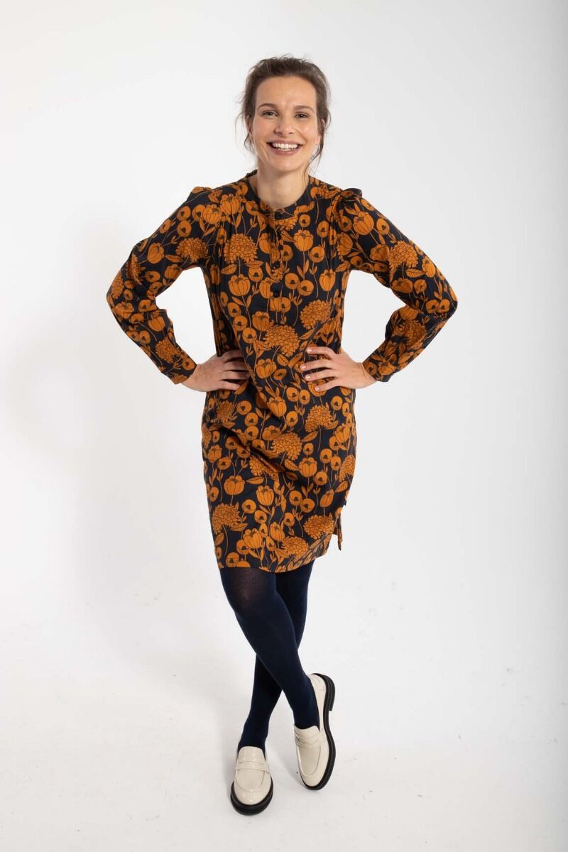 Danesocial Poplin Dress Dk Navy/Occer HORTENSIA