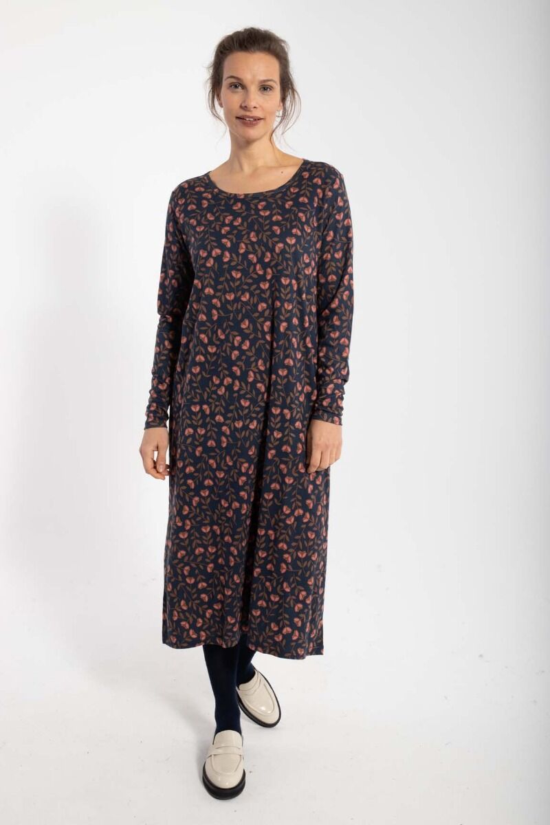 ORGANIC - Danecasilda dress Dk Navy/Redwine FLEURIE