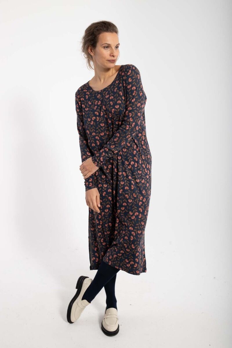 ORGANIC - Danecasilda dress Dk Navy/Redwine FLEURIE