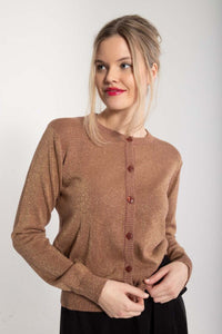 Danesaga Glitter Cardigan Beige Rose w. Gold Glitter