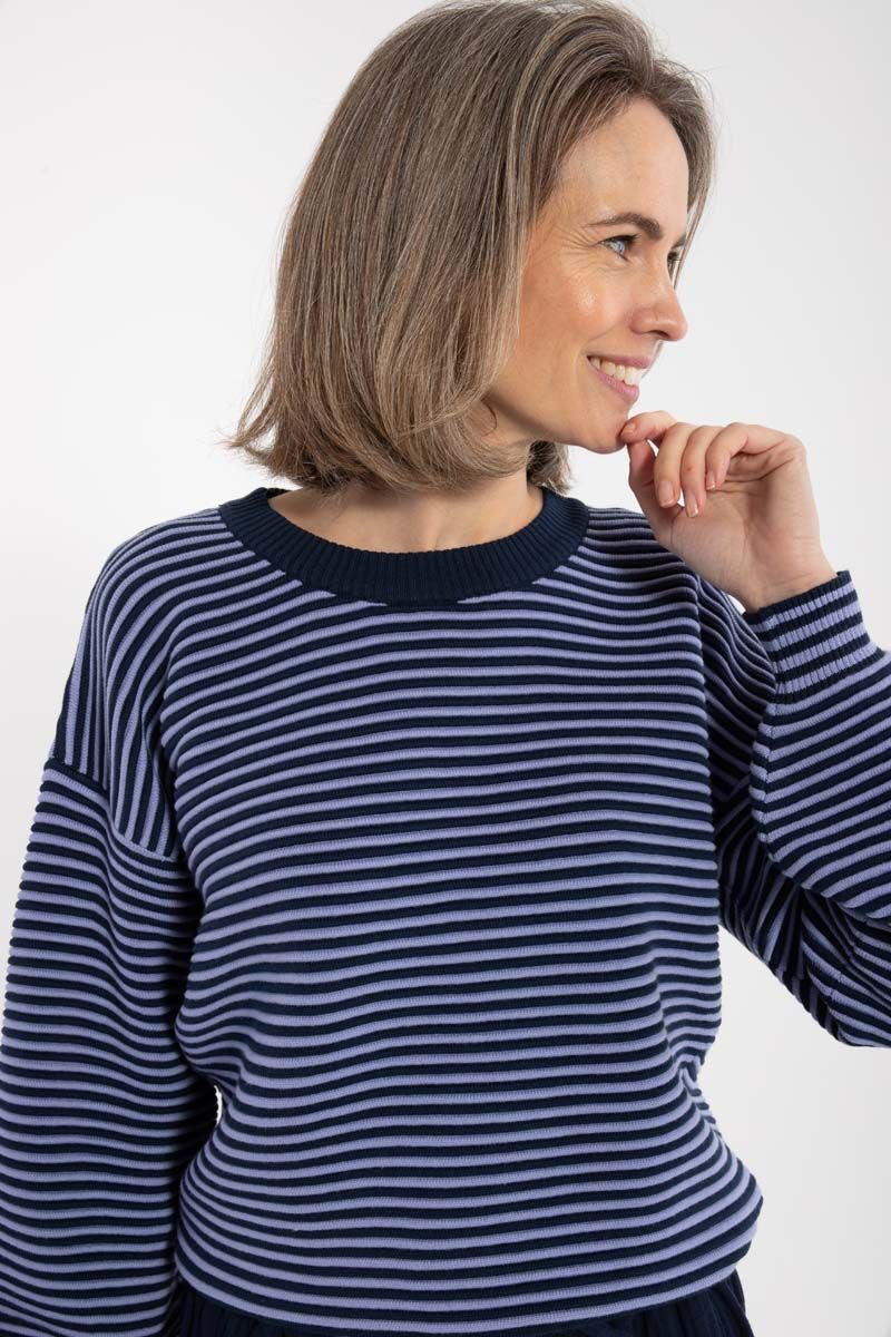 Danegold 3D Crotchet Knit Sweater Dark Navy/Ice Viola