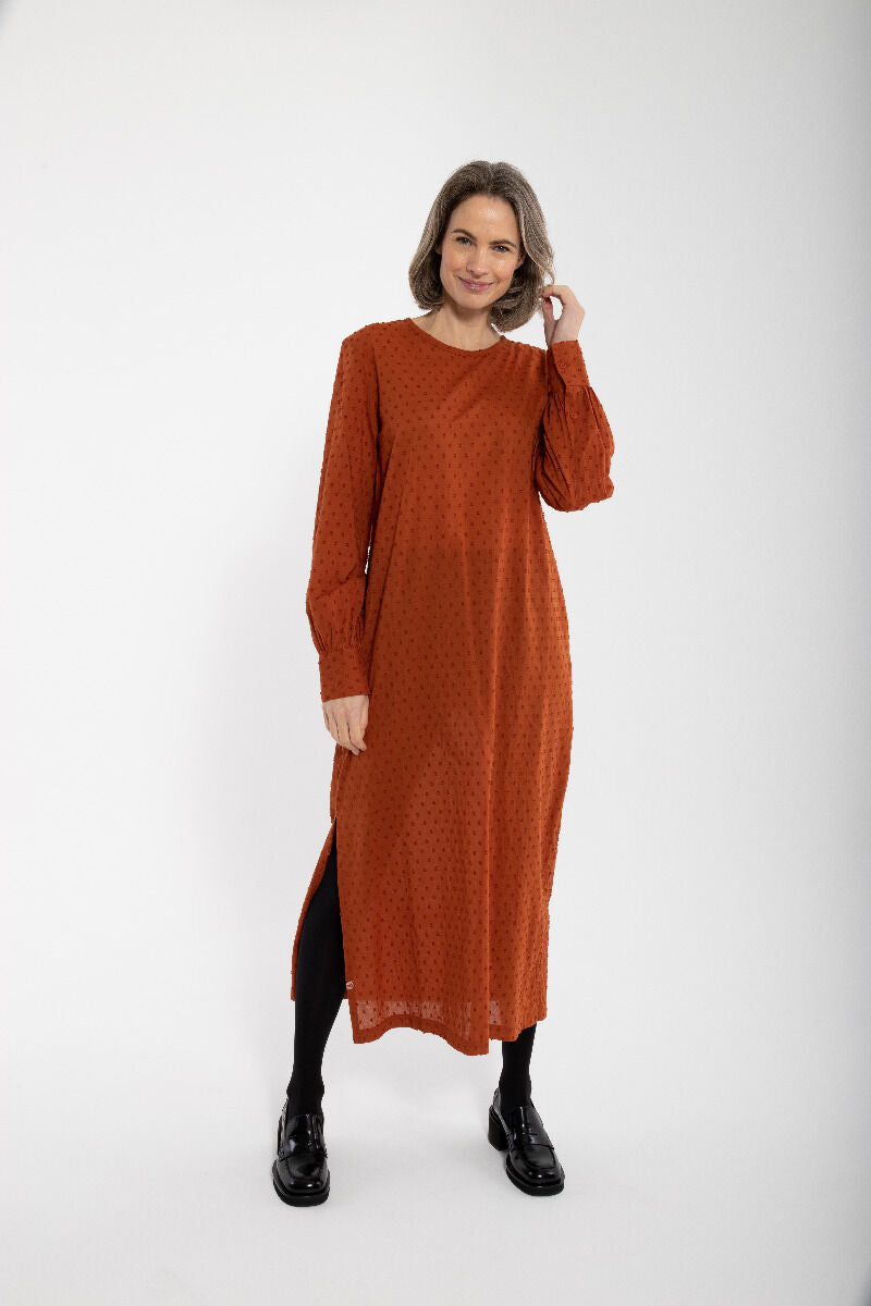 Danetilda Cotton Dot Dress Rust