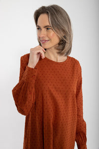 Danetilda Cotton Dot Dress Rust