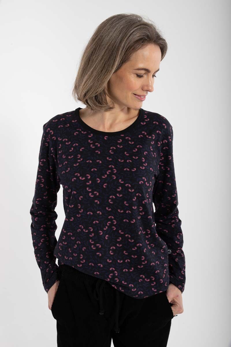 Danelotte Viscose Slub Tee Black/Grey Viola FLEURIE