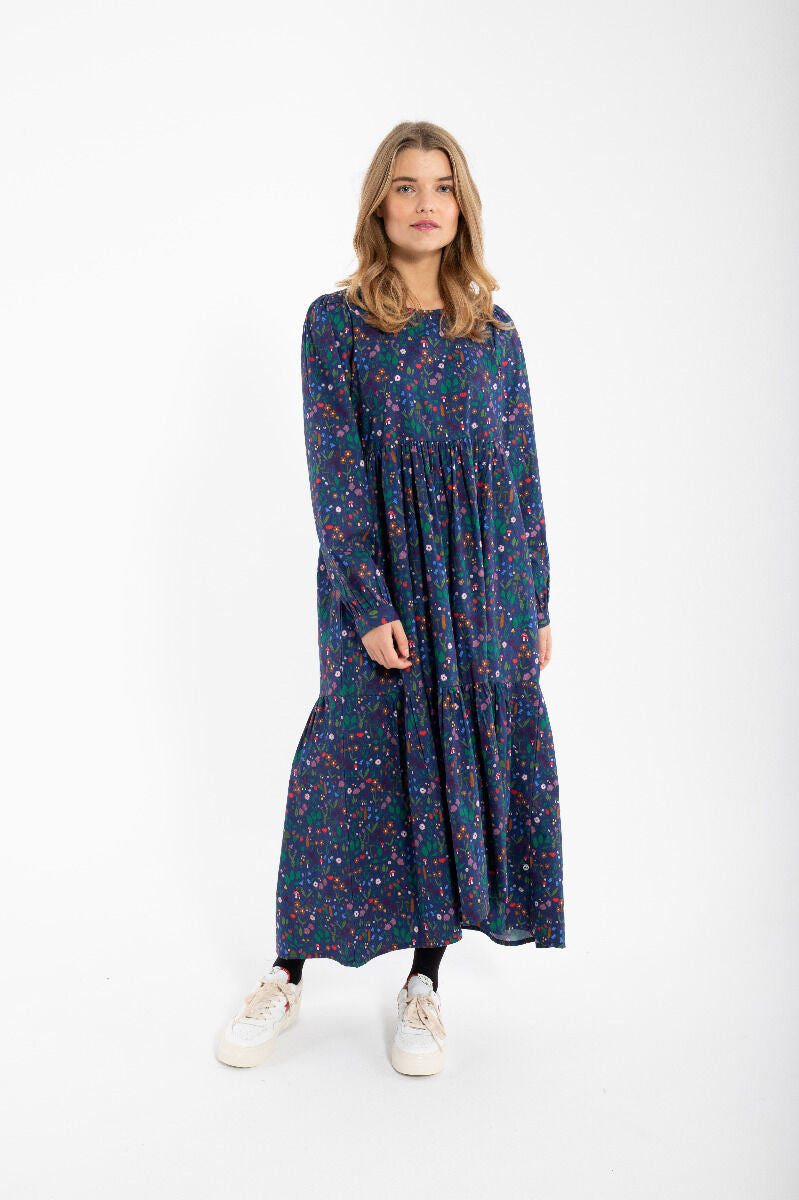Danoktober Poplin Dress Grey Marine BOTANICAL