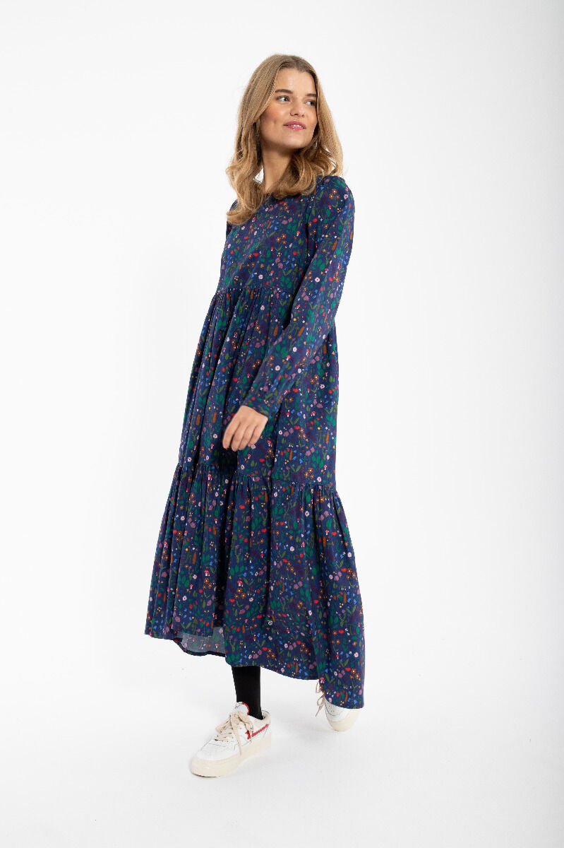 Danoktober Poplin Dress Grey Marine BOTANICAL