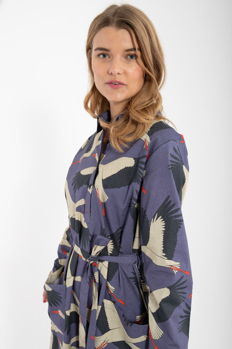 Daneheritage Poplin Dress Blue Grey STORK