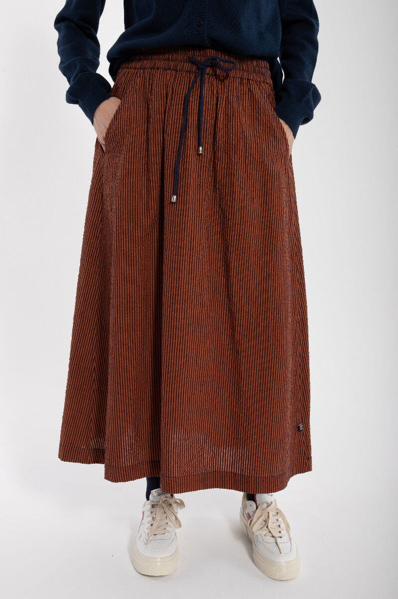 Danespresso Seersucker Skirt Rust/Dark Navy