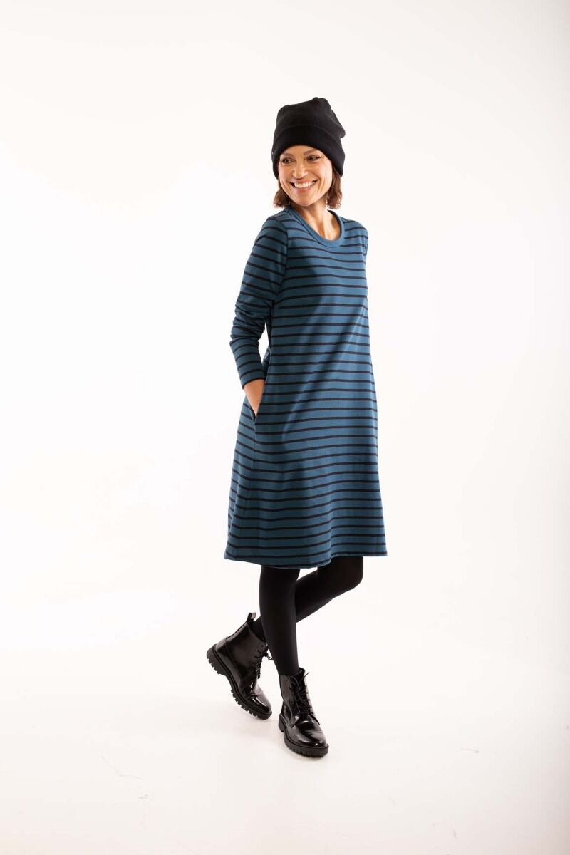 ORGANIC - Vibeke Dress Stone blue/black