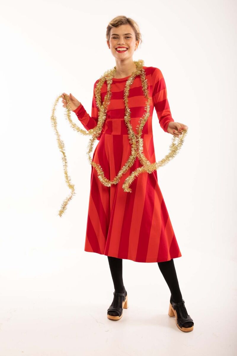 ORGANIC - Danesigrid Viscose Dress Xmas red/Burnt red