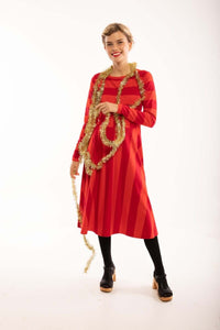 ORGANIC - Danesigrid Viscose Dress Xmas red/Burnt red