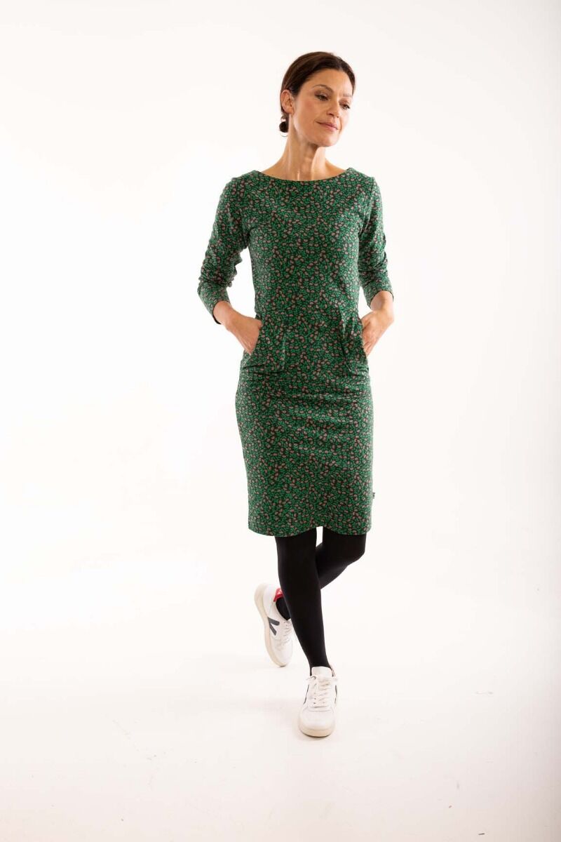 ORGANIC - Maiken Dress Black/green FLEURIE