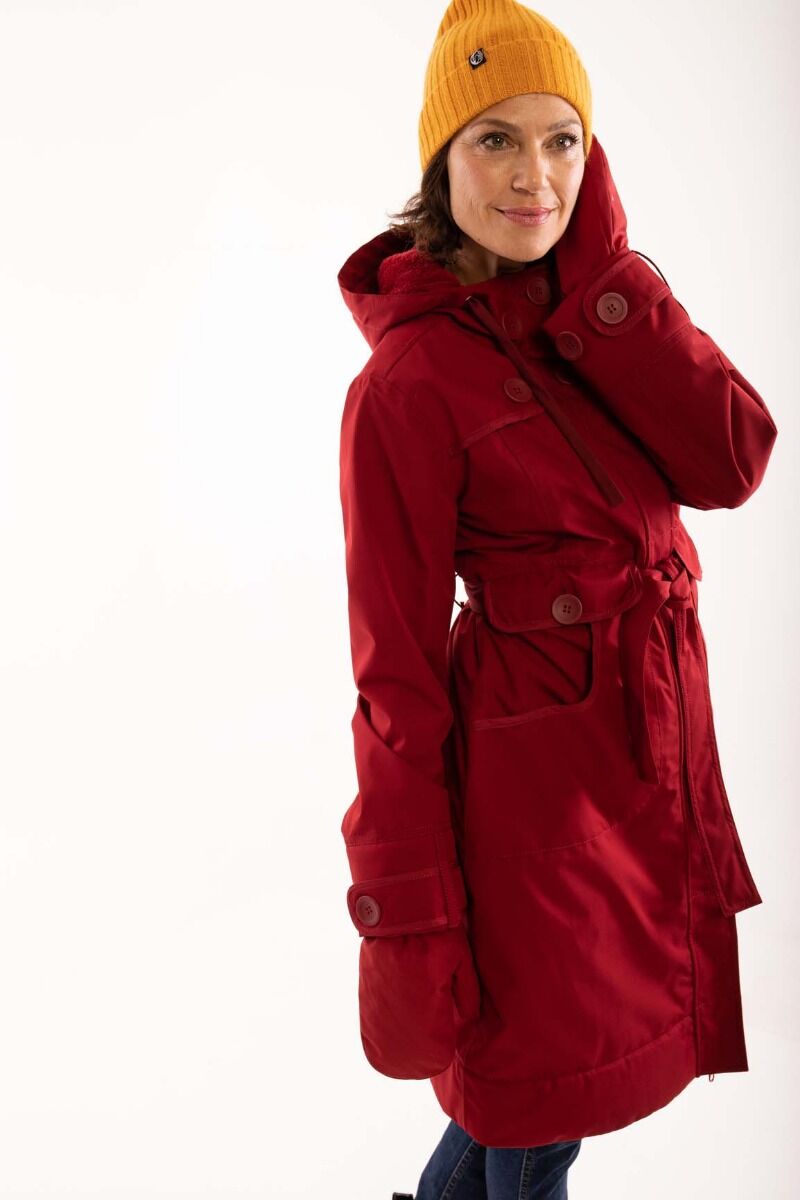 Dark red winter coat best sale