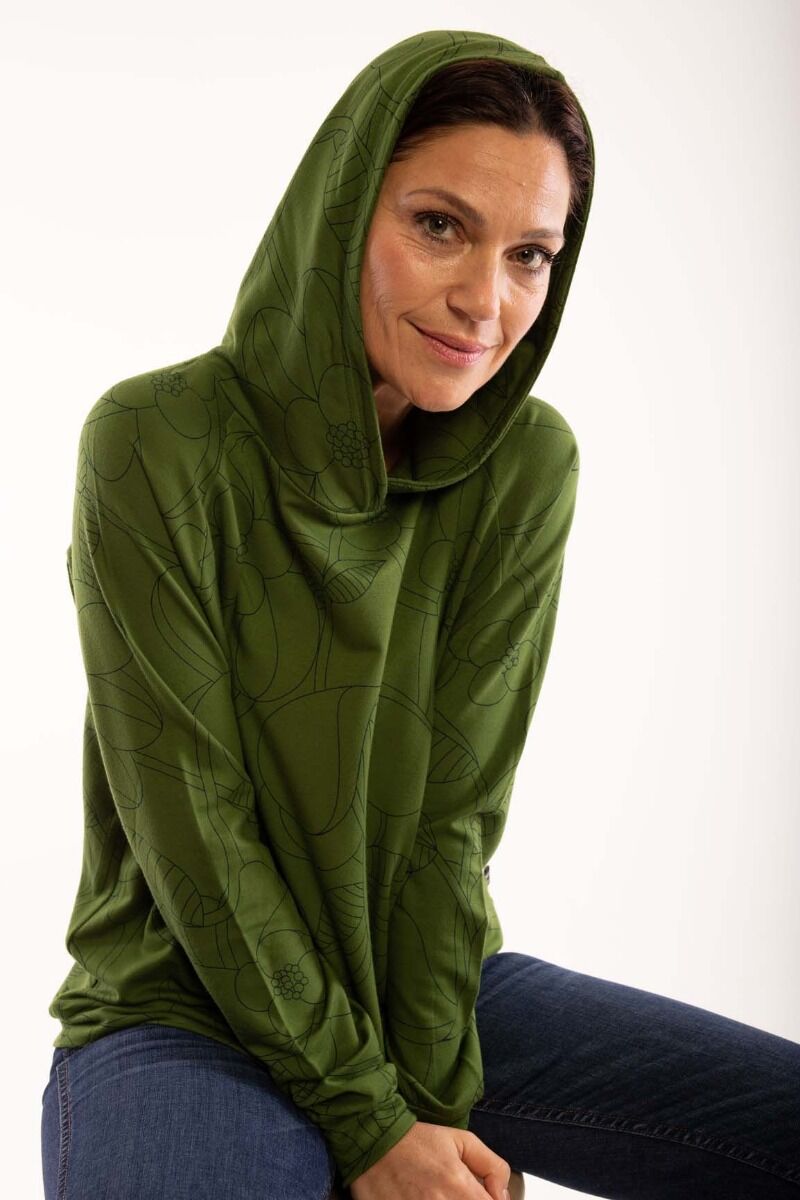 Danoline Hoodie Khaki/bottle green BLOOM BOOM