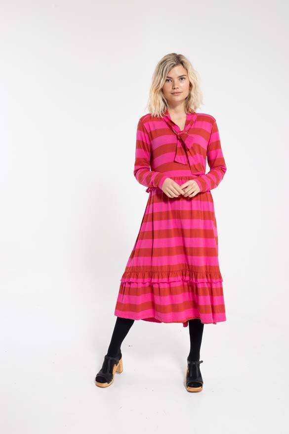 Danopera Wool Dress Dk Rust/Hot Pink
