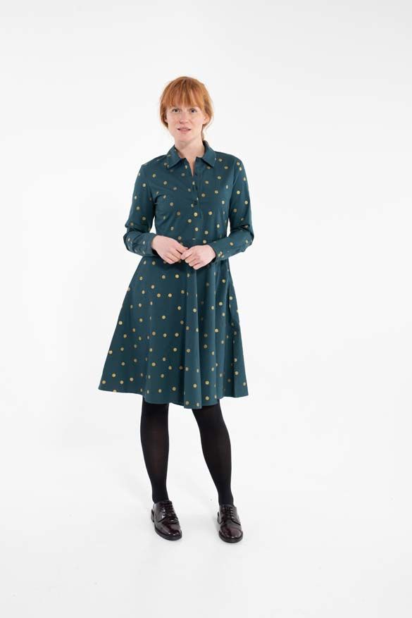 Daneribe Poplin Dress Dark Duck/ Gold Glitter SURPRISE DOTS