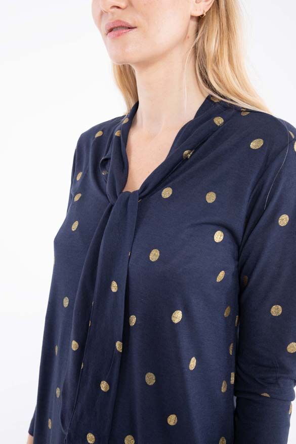 Danepiano Wool Dress Dk Navy/Gold Glitter SURPRISE DOTS