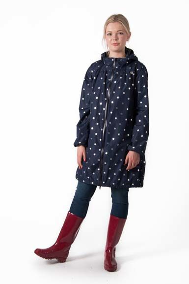 Danehelen Rainjacket Navy/silver dots