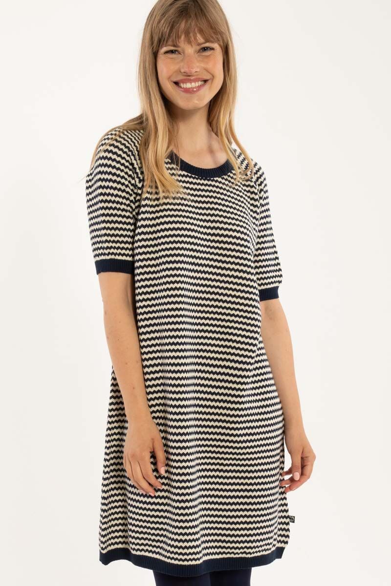 Daneblomme Pearl Knit Sweater Dress Dark Navy/Chalk