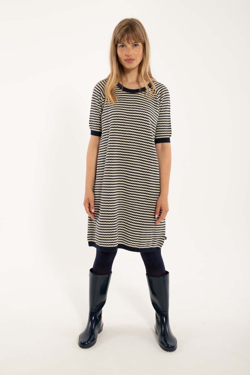 Daneblomme Pearl Knit Sweater Dress Dark Navy/Chalk