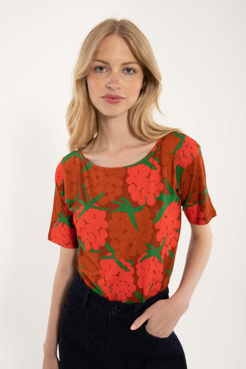 Daneboat Neck Viscose Tee Rust MAXIBERRY