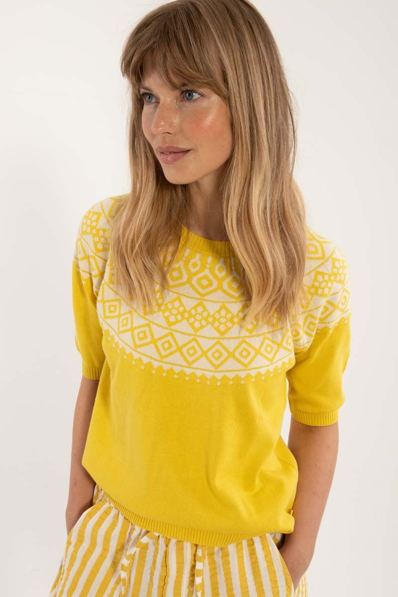 Danehope Cotton Knit Sweater Tee Faded yellow