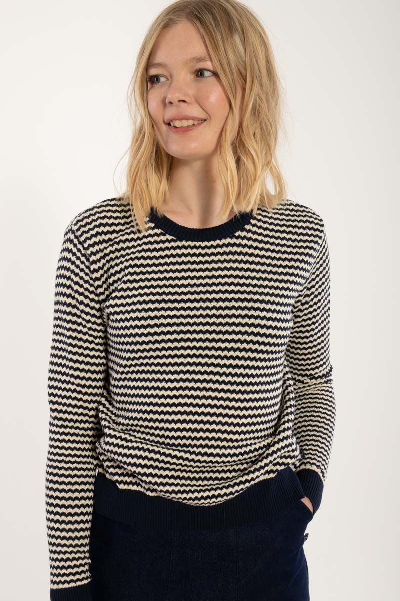 Danepearly Pearl Knit Sweater Dark Navy/Chalk