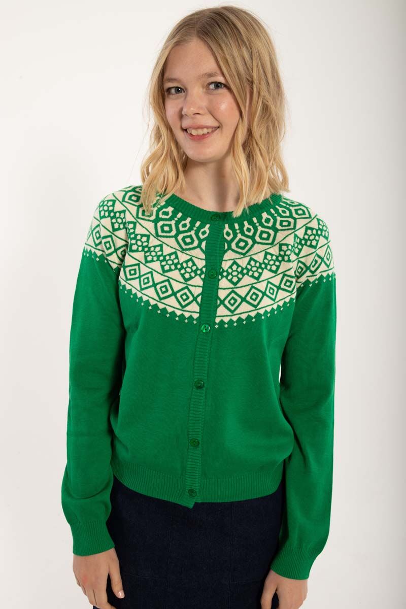 Danelarvik Cotton Knit Cardigan Grass Green