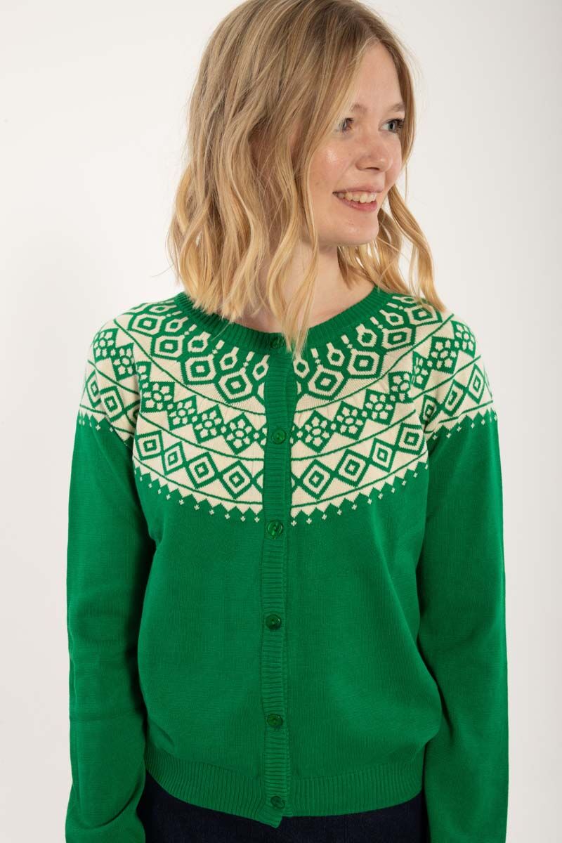 Danelarvik Cotton Knit Cardigan Grass Green