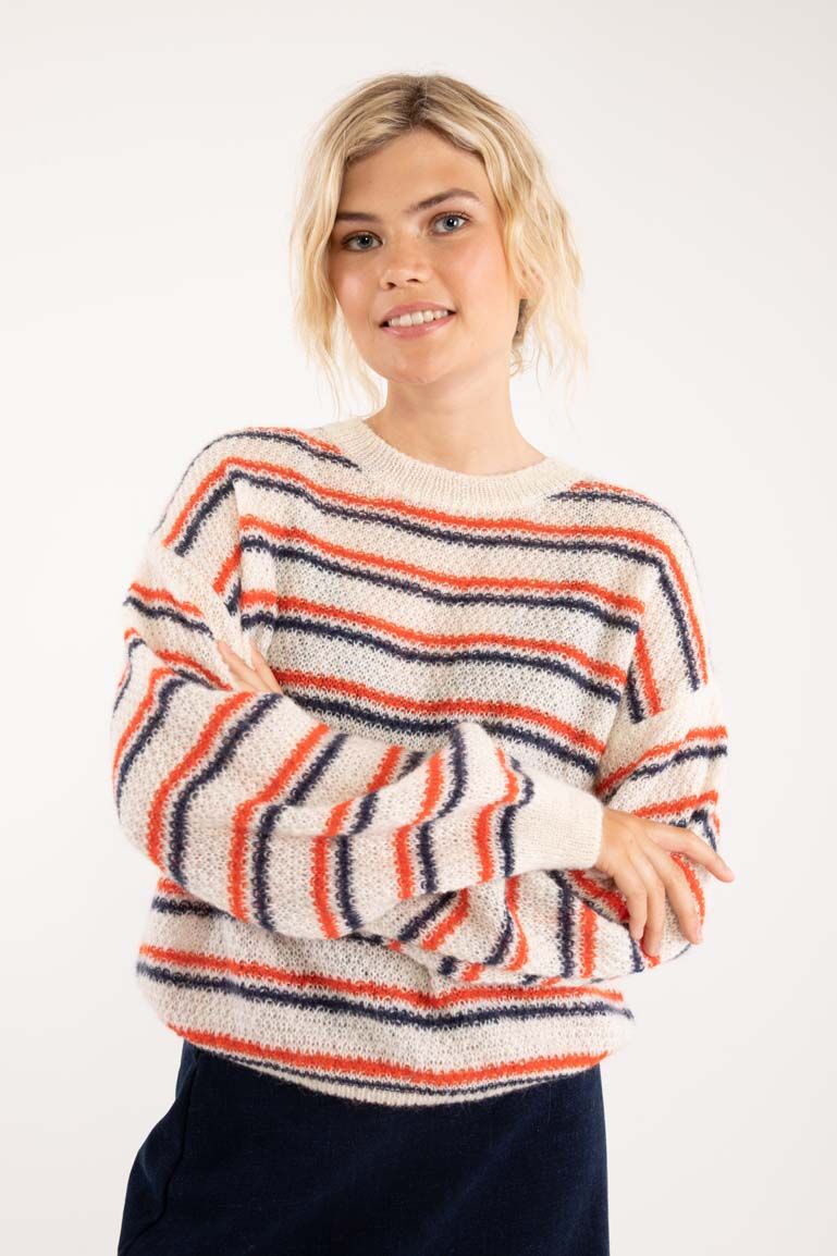 Danemarina Sweater Offwhite/Navy/Bright Red