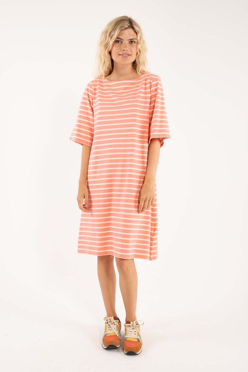 Danetrinidad Dress Bright Coral/Offwhite
