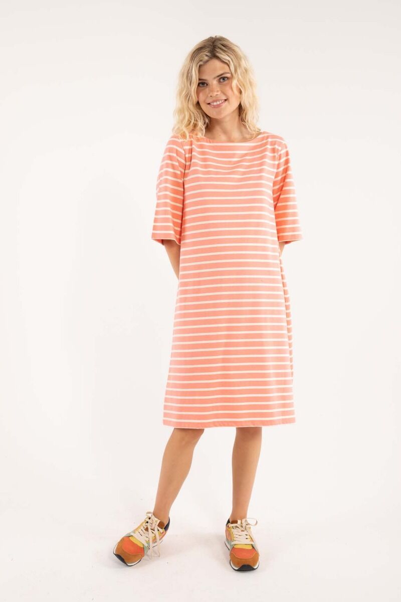 Danetrinidad Dress Bright Coral/Offwhite