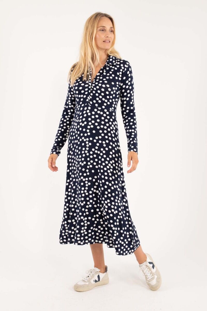 Danepeggy Dress Navy/Offwhite FUNDOTS
