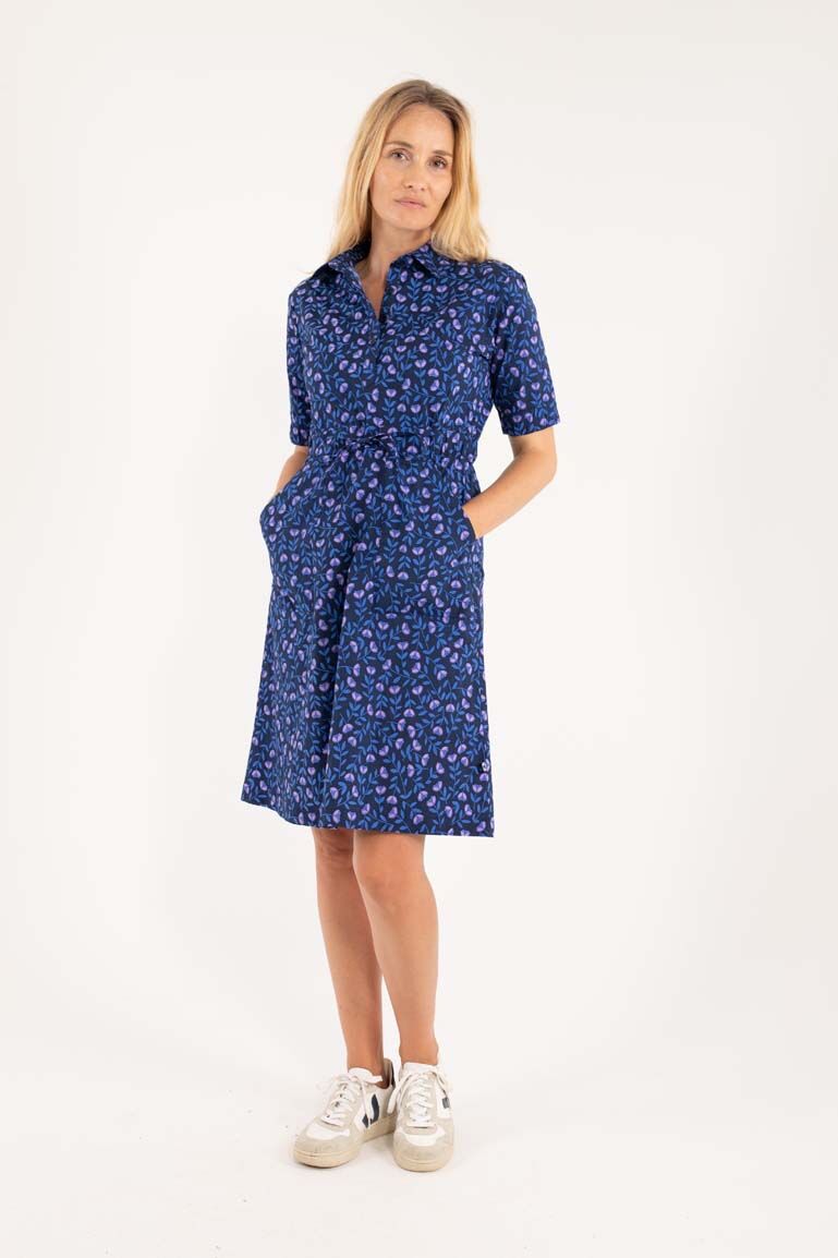 Danesusanne Poplin Dress Navy/Lilac FLEURIE