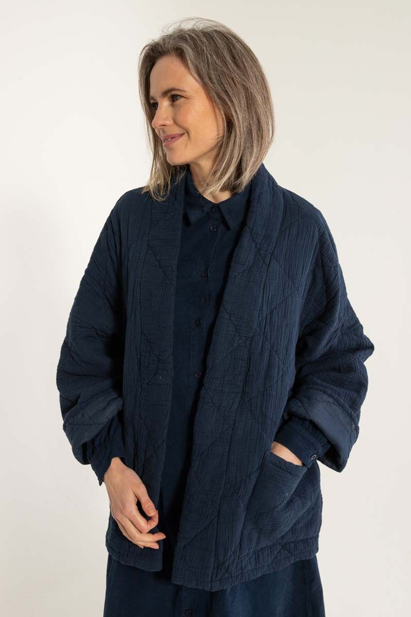 Beautiful quilted jacket in dark navy blue. Shop beautiful quality