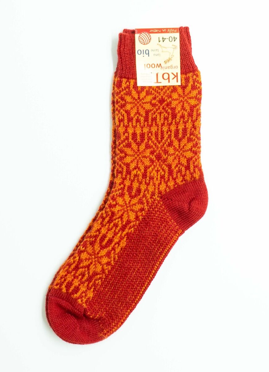 Hirsch Natur Wool Socks Dk Red/Orange