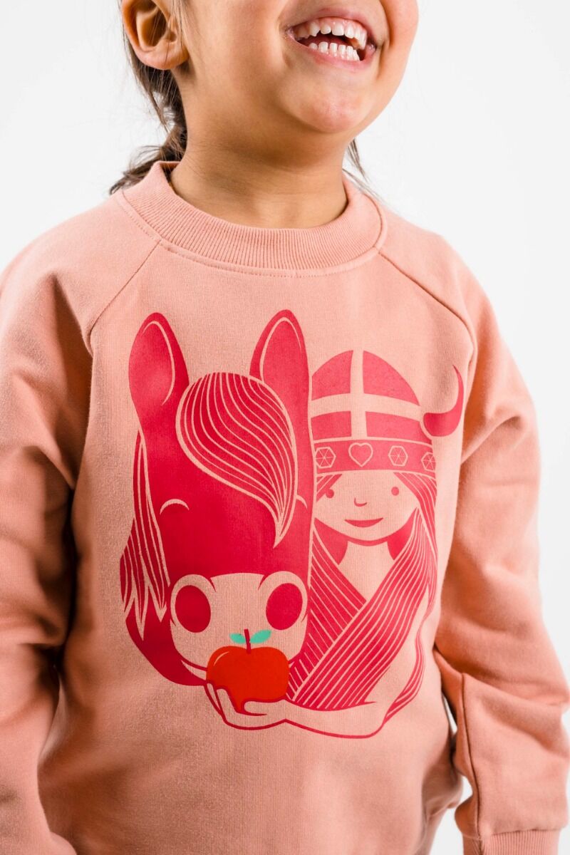Sweater til børn med viking og hest 