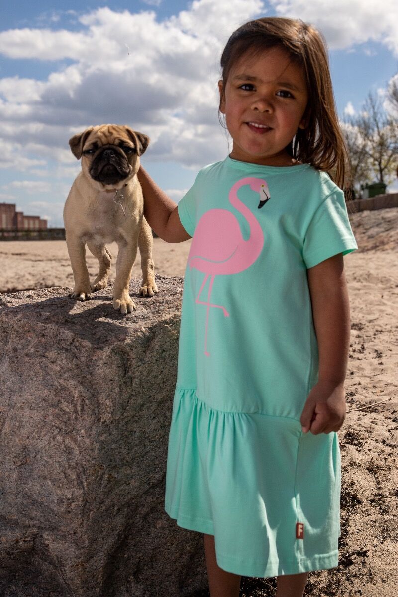 Kjole til børn med flamingo