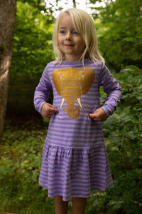 Dyrzanzi LS Dress AOP/STRIB Soft Viola/Viola GULD ELEFANT
