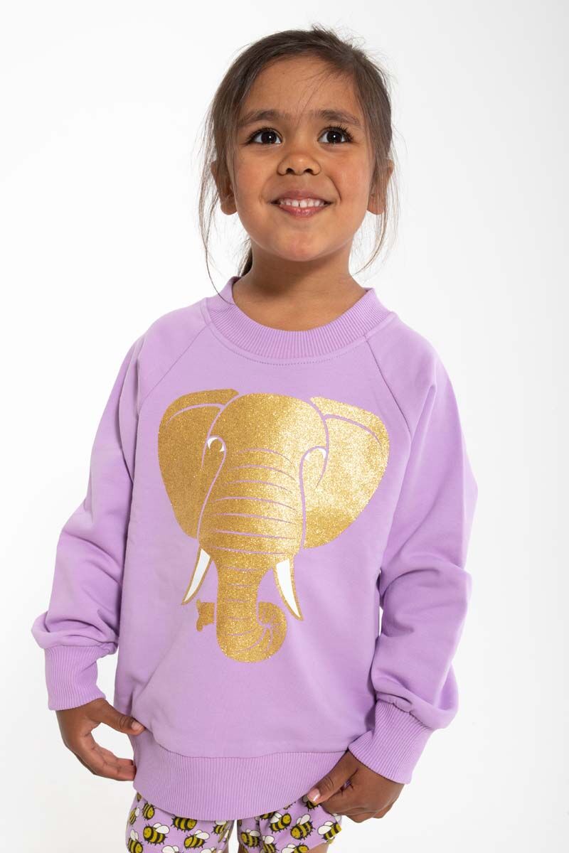 Dyrbellow Sweat Soft Viola GULD ELEFANT