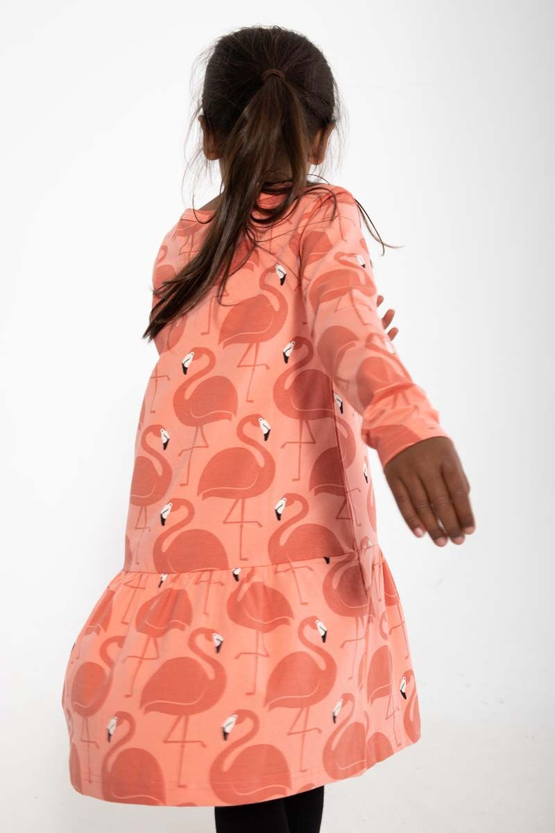 Dyrzanzi LS Dress AOP/STRIB Coral FLAMINGOER