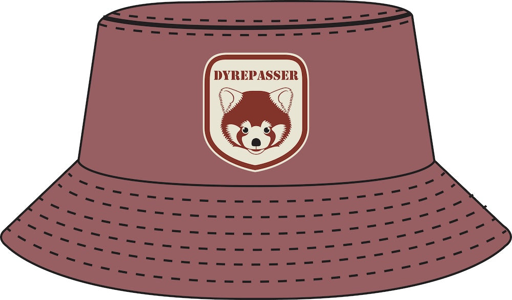 Sød rosa bøllehat til børn med logo af rød panda