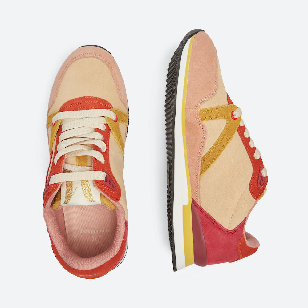 M.MOUSTACHE André Running Sneakers Suede Rose Nude Jaune