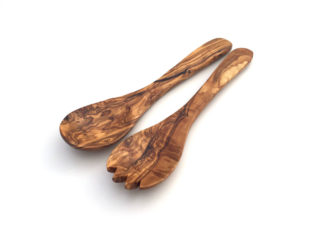 Medina Mood Set of 2 Kiev salad servers made of olive wood: 25cm